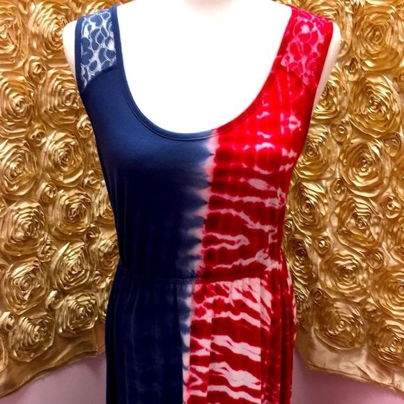 2/$60😍NWOT Tie die dress with lace accents - Picture 2 of 8